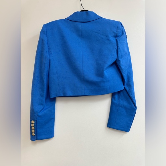 Veronica Beard Behren Notch Lapel Crop Blazer in Azure Blue - Picture 4 of 8